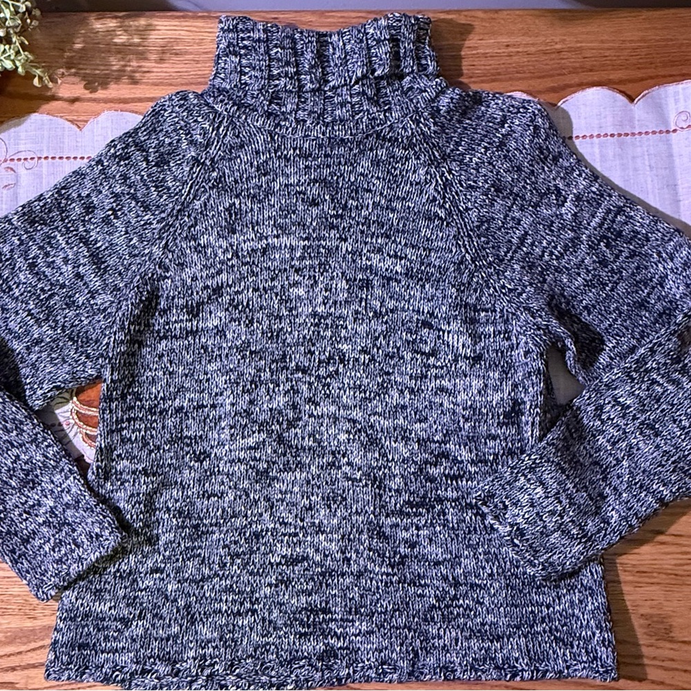 Elegant Black and Gray Turtleneck Sweater